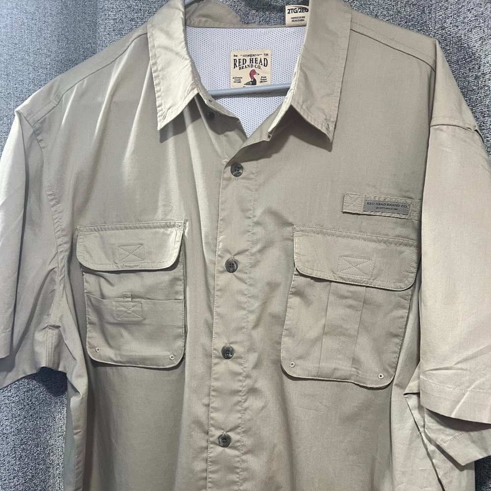 Red Head Brand Co. Men's Vented-Back Tan Short-Sleeve Fishing Shirt 2XL